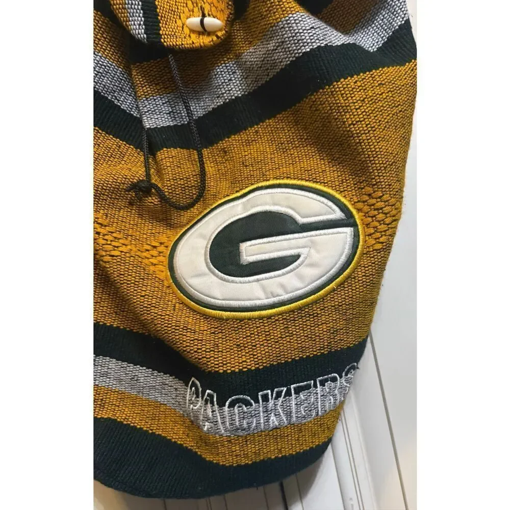 Unisex Large Yellow Black Striped Green Bay Packers NFL Woven Baja Backpack Bag
